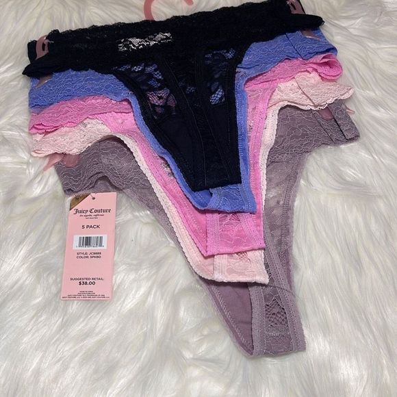 5 piece Juicy Couture lace thongs (Bling Bundle) - Picture 2 of 4
